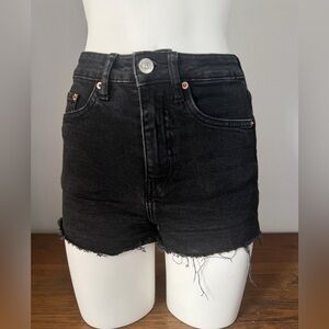 H&M Black Jean Shorts with Frayed Hem
